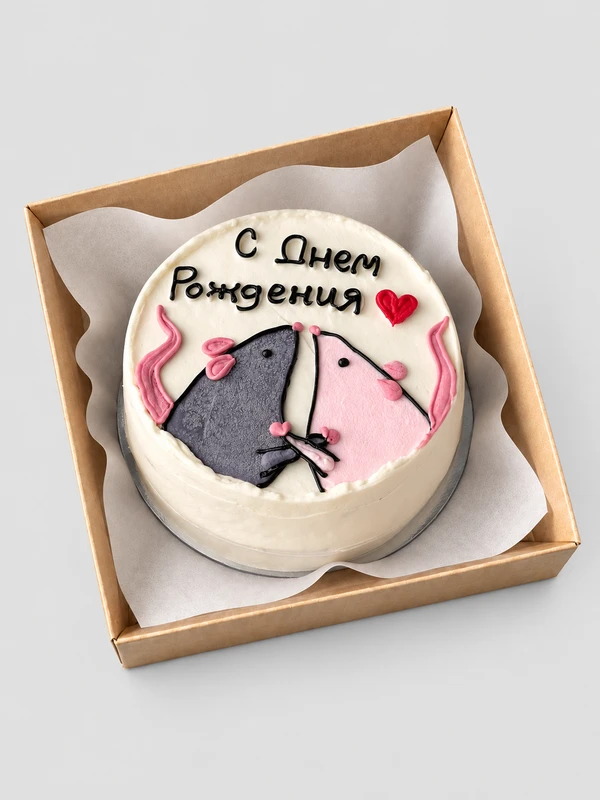 Бенто - торт "С ДР мышки" — Бенто-торт с дизайном как на фото.